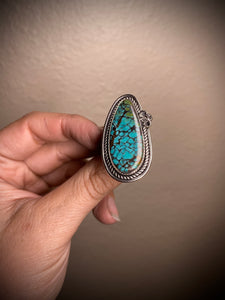 Blue-green Hubei Turquoise Scorpion Ring - size 7.75