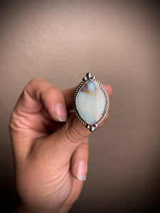 Aloe Variscite Marquis Ring - size 6.5