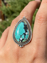 Load image into Gallery viewer, Snowlake Turquoise Teardrop Ring - size 10