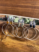 Load image into Gallery viewer, Scorpion Swing Hoops—Black Onyx