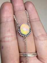 Load image into Gallery viewer, Fiery Opal Lariat Necklace — Half Beaded