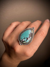 Load image into Gallery viewer, Snowlake Turquoise Teardrop Ring - size 10