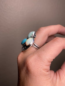 Cluster Ring - Aloe Variscite, Opal & Turquoise (size 9.5)