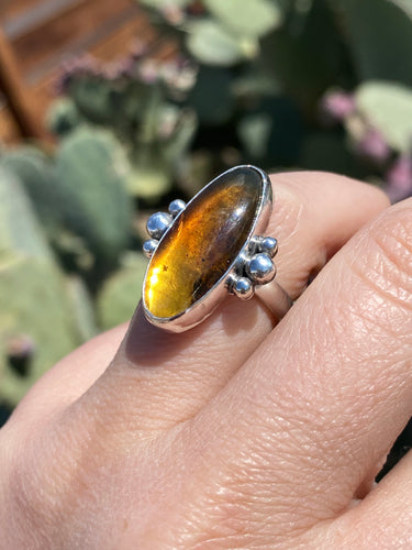 Oval Chiapas Amber Ring—Size 6.75