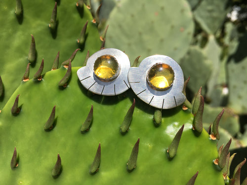 Mexican amber fan earrings