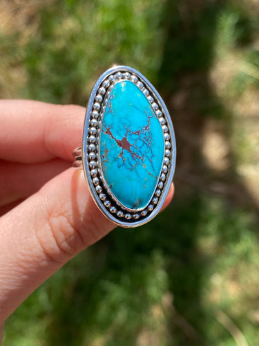 Freeform Kingman Turquoise Ring—size 8.5