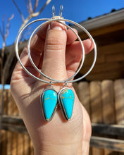 Load image into Gallery viewer, Bright Blue Natural Royston Turquoise Hoops