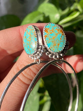 Load image into Gallery viewer, Gold Matrix Kingman Turquoise Beaded Post Hoops