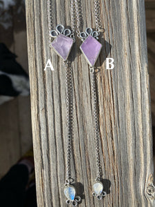 Amethyst Kite with Moonstone Lariat Necklace (A)