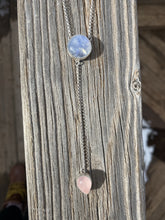 Load image into Gallery viewer, Round Moonstone with Rose Quartz Lariat Necklace